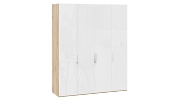 Шкаф для одежды Эмбер СМ-348.07.011 (Яблоня Беллуно/Белый глянец) в Тольятти