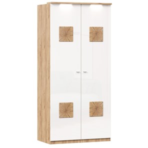 Шкаф двухстворчатый Фиджи с декоративными накладками 659.237, цвет белый в Тольятти - предосмотр