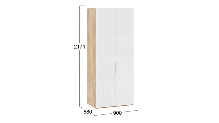 Шкаф для одежды Эмбер СМ-348.07.003 (Яблоня Беллуно/Белый глянец) в Самаре - изображение 1