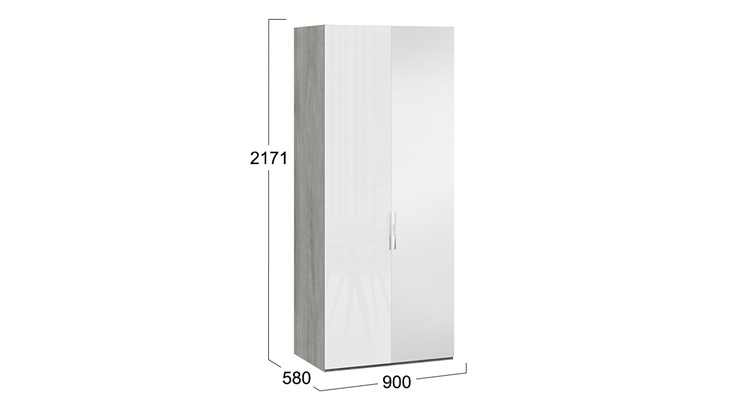 Шкаф двустворчатый Эмбер СМ-348.07.005 R (Дуб Гамильтон/Белый глянец) в Самаре - изображение 1