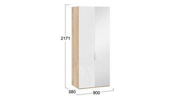 Шкаф для одежды Эмбер СМ-348.07.005 R (Яблоня Беллуно/Белый глянец) в Самаре - предосмотр 1