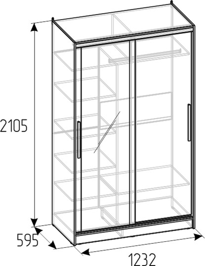 Шкаф 2-х дверный Strike 1200 Зеркало/ЛДСП (Atelier светлый) в Самаре - изображение 3