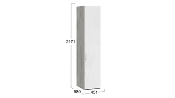 Шкаф для белья Эмбер СМ-348.07.001 (Дуб Гамильтон/Белый глянец) в Самаре - предосмотр 3