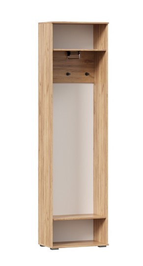 Шкаф одностворчатый Фиджи с декоративными накладками 659.300, Дуб Золотой/Белый в Тольятти - изображение 2