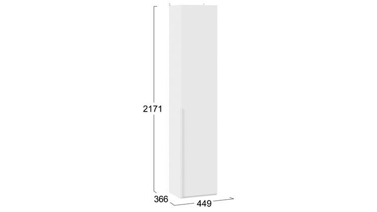 Шкаф одностворчатый Порто (366) СМ-393.07.211 (Белый жемчуг/Белый софт) в Самаре - изображение 3