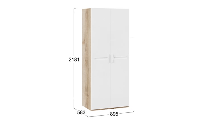 Распашной шкаф Фьюжн ТД-260.07.02 (Дуб Делано, Белый глянец) в Самаре - изображение 3