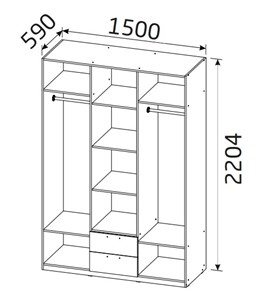 Шкаф трехдверный Классика с 2-мя ящиками в Самаре - предосмотр 1