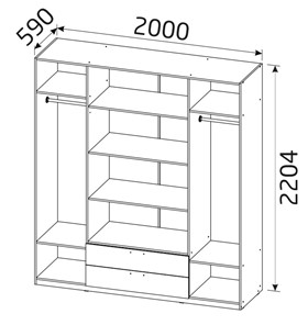 Шкаф четырехдверный Классика с 2 ящиками (500) в Самаре - предосмотр 1