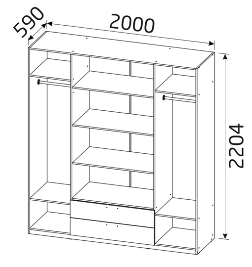 Шкаф четырехдверный Классика с 2 ящиками (500) в Самаре - изображение 1