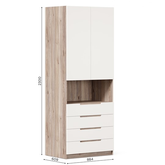 Шкаф 2х-дверный с ящиками Стефания ЛД 413.010.000, Дуб Маувелла PR/Белый в Самаре - изображение 5