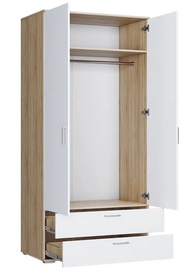 Шкаф распашной ШР-2/1 с ящиками Лайт Дуб сонома / Белый в Самаре - изображение 1