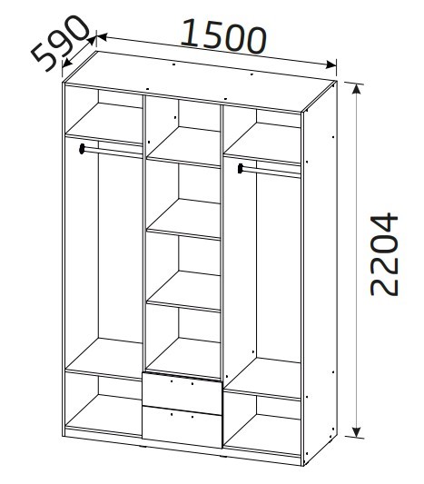 Шкаф распашной 3-х дверный Вега с 2-мя ящиками в Самаре - изображение 1