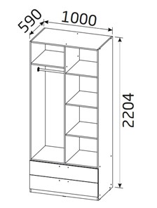 Шкаф 2х-дверный Вега с 2-мя ящиками и перегородкой в Самаре - предосмотр 1