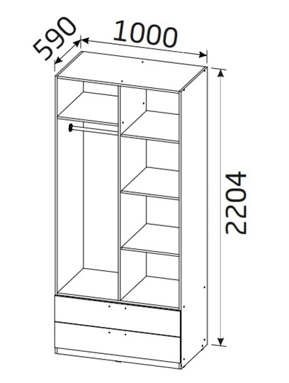 Шкаф 2х-дверный Вега с 2-мя ящиками и перегородкой в Самаре - изображение 1