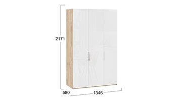 Шкаф для одежды Эмбер СМ-348.07.008 (Яблоня Беллуно/Белый глянец) в Самаре - предосмотр 1