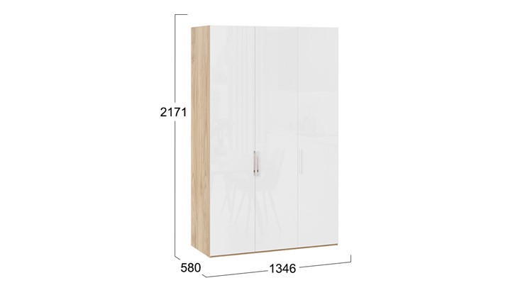 Шкаф для одежды Эмбер СМ-348.07.008 (Яблоня Беллуно/Белый глянец) в Самаре - изображение 1