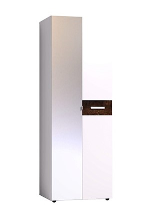Шкаф в спальню Норвуд 54 фасад зеркало + стандарт, Белый-Орех шоколадный в Самаре - изображение