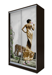 Шкаф 2-х дверный 2300х1500х420, Девушка с леопардом ХИТ 23-4-15-77-03 Венге Аруба в Тольятти