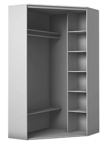 Угловой шкаф с двумя зеркалами, 2400х1103, ХИТ У-24-4-55, белая шагрень в Тольятти - предосмотр 1