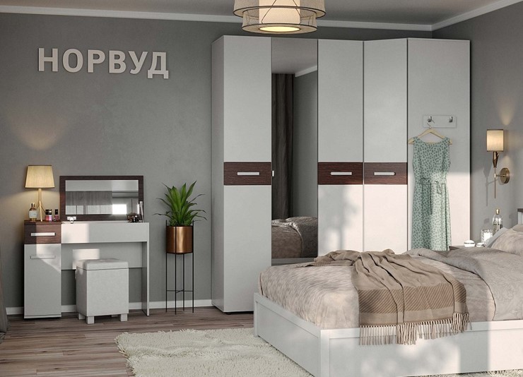Шкаф для одежды Норвуд 156, Белый-Орех шоколадный в Тольятти - изображение 3