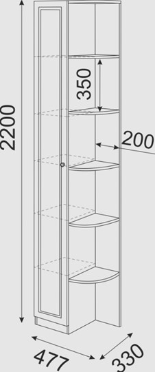Угловой шкаф-стеллаж Беатрис М13 левый (Орех Гепланкт) в Самаре - изображение 3