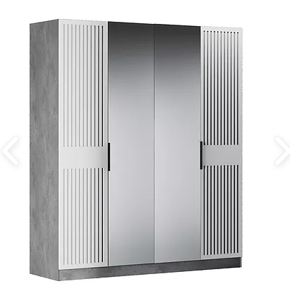 Шкаф четырехдверный Бержер, 2 двери глухие + 2 шт с зеркалом в Тольятти - изображение