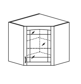 Кухонный шкаф Кантри настенный угловой со вставкой из стекла 918*600*600 мм в Тольятти - предосмотр