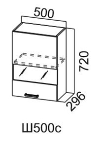 Кухонный шкаф со стеклом Модус, Ш500с/720, цемент светлый в Тольятти - предосмотр 3