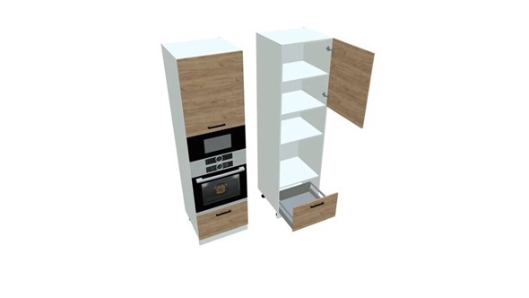 Шкаф-пенал кухонный П7 3, Дуб крафт/Белый в Сызрани - изображение