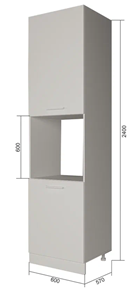Кухонный шкаф-пенал П9 2, Белое гладкое Ламарти/Антрацит в Самаре