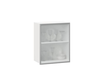 Кухонный шкаф 600, Шервуд, со стеклом правый, ЛД 281.352.000.116, белый/серый в Самаре