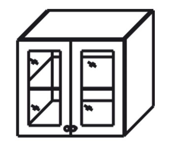 Кухонный шкаф Верона настенный двухдверный с полкой со вставкой из стекла 718*600*320 мм, глянец/софт в Самаре
