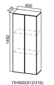 Настенный шкаф-пенал Модерн New, ПН600(912/316), МДФ в Самаре