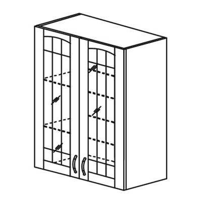 Шкаф кухонный Кантри настенный двухдверный с полкой со вставкой из стекла 918*600*320 в Тольятти - изображение