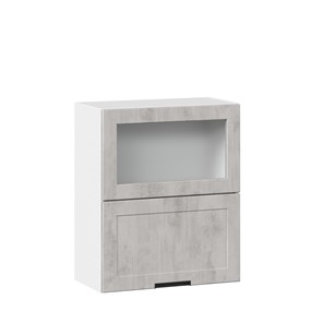 Навесной кухонный шкаф 600 горизонтальный с 2 складными дверями Джамис ЛД 296.970.000.041, Белый/Белый камень в Самаре