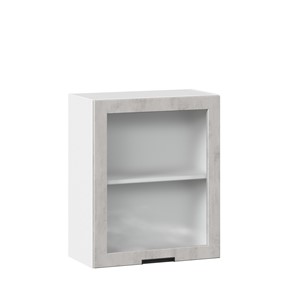 Кухонный шкаф 600 со стеклом Джамис ЛД 296.350.000.021, Белый/Белый камень в Самаре