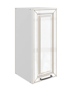 Кухонный шкаф Атланта L300 Н720 (1 дв. гл.) эмаль (белый/белый глянец патина золото) в Тольятти