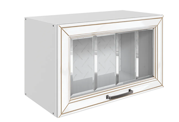 Кухонный шкаф Атланта L600 Н360 (1 дв. рам.) эмаль (белый/белый глянец патина золото) в Сызрани