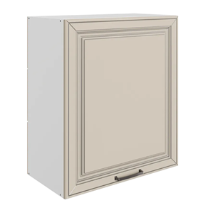 Кухонный навесной шкаф Атланта L600 Н720 (1 дв. гл.) эмаль (белый/сливки патина платина) в Тольятти