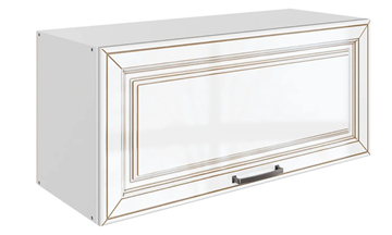 Шкаф на кухню Атланта L800 Н360 (1 дв. гл.) эмаль (белый/белый глянец патина золото) в Самаре