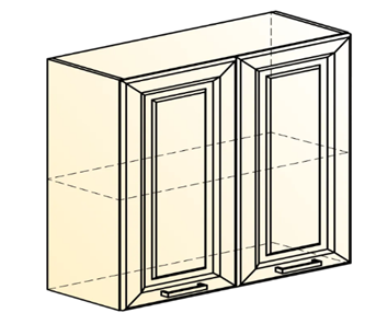 Навесной кухонный шкаф Атланта L800 Н720 (2 дв. гл.) эмаль (белый/белый глянец патина золото) в Тольятти - предосмотр 1