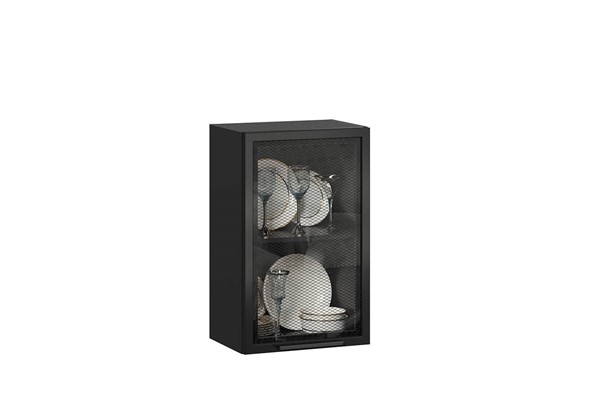 Шкаф на кухню Герда 450 стекло 279.330.000.092 (Чёрный/Чёрный) в Тольятти - изображение
