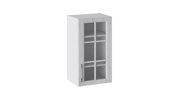 Кухонный шкаф Прованс (Белый глянец/Санторини светлый) со стеклом В_72-40_1ДРс в Тольятти
