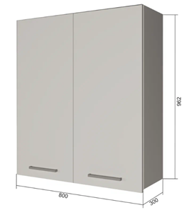 Навесной кухонный шкаф В9 80, Сатин/Белый в Самаре
