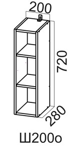 Навесной шкаф Вельвет, ш200о/720 (открытый) в Самаре