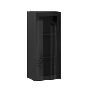 Навесной шкаф высокий со стеклом 400 Индиго ЛД 298.420.000.068, Чёрный/Чёрный в Самаре - предосмотр