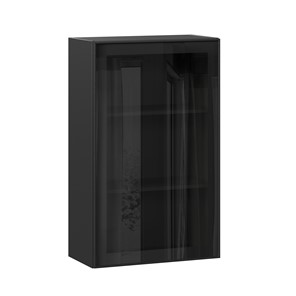 Шкаф навесной высокий со стеклом 600 Индиго ЛД 298.450.000.170, Чёрный/Чёрный в Тольятти - предосмотр