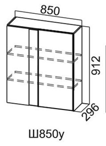 Навесной шкаф Модус, Ш850у/912, цемент светлый в Самаре - предосмотр