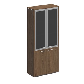 Шкаф для документов Velar, дуб табачный, со стеклянными дверьми (94х41х212) ВЛ 343 в Тольятти