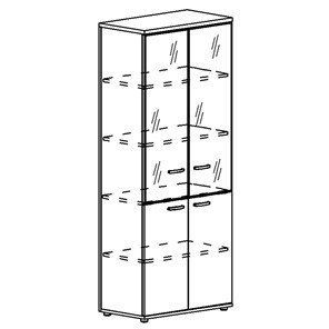 Шкаф для документов Albero, со стеклянными дверьми в рамке (задняя стенка ДСП) (78х36,4х193) в Самаре
